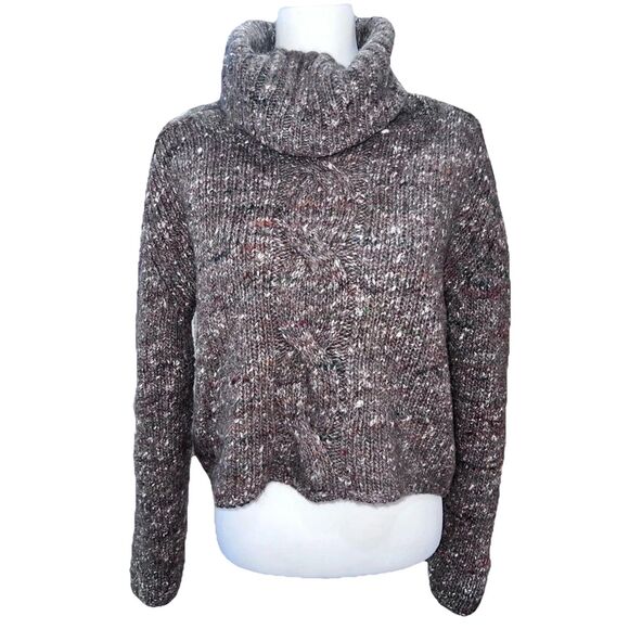 Stella Jean Wool Alpaca Silk Roll Neck Chunky Speckled Knit Sweater Brown 8 - Picture 7 of 13